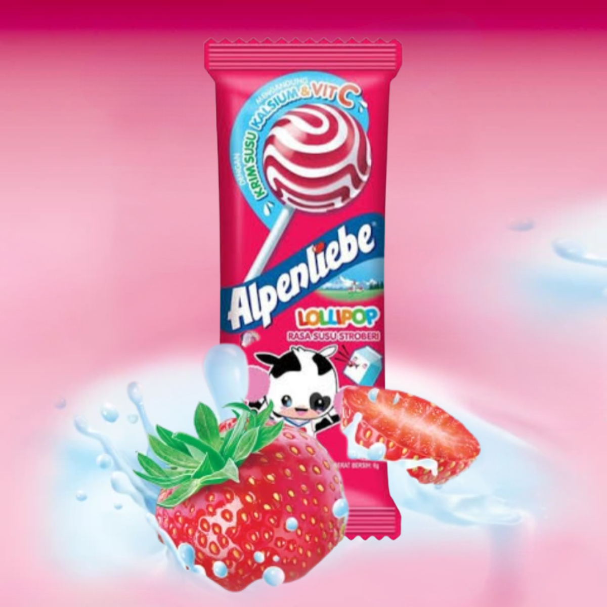 Alpenliebe Cream Strawberry Flavour Lollipop