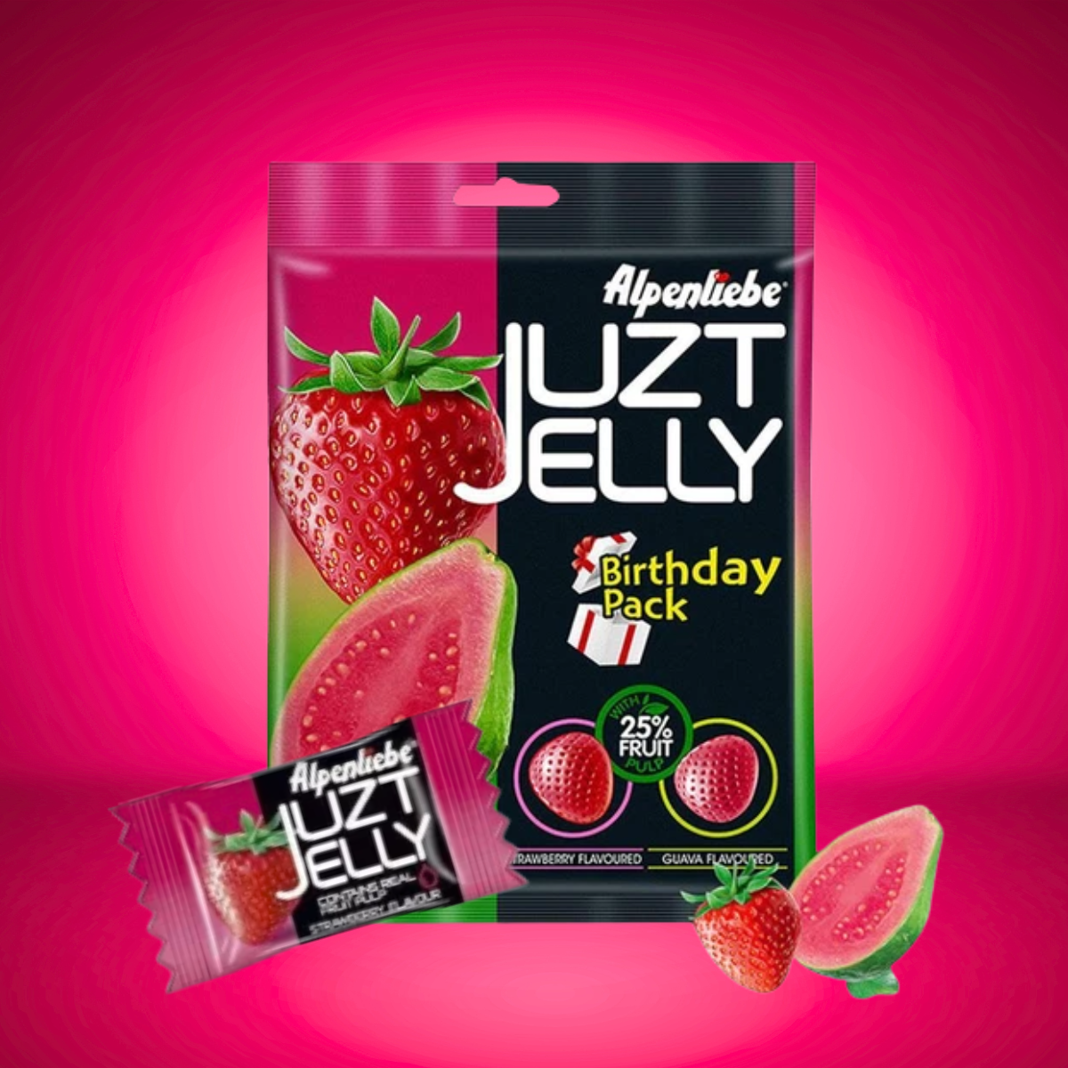 ALPENLIEBE JUZT JELLY Strawberry Flavour | Pack of 20 Pcs.