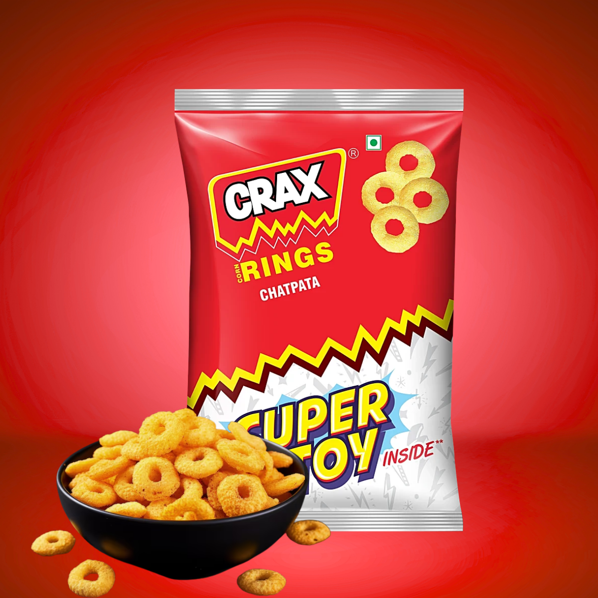 Crax Corn Rings, Chatpata, 24gm